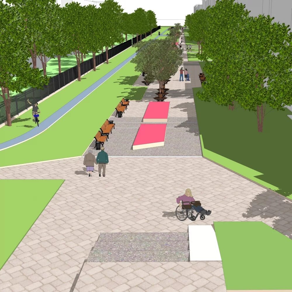 Проектирование пешеходных дорожек. Фрагмент пешеходной зоны с городской мебелью рисунок. Проект фрагмента пешеходной зоны. Благоустройство сквера изобильный проект по ул ленина. Воронеж.