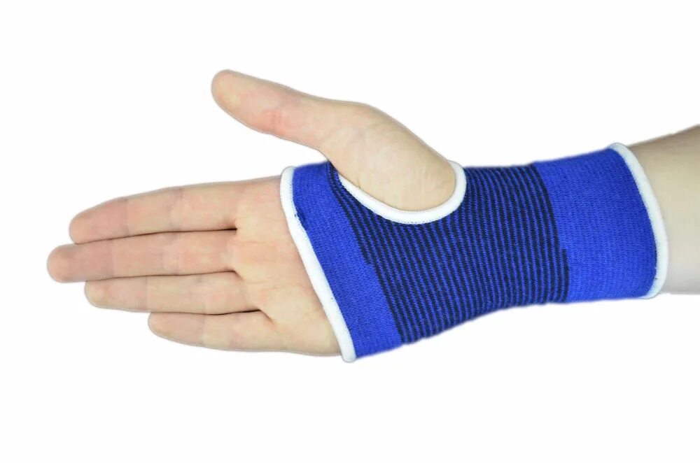 Накладки на руки синие. Бандаж на кисть Palm support. Стягивающая повязка на руку синяя. Бандаж лучезапястный Mueller Wrist Brace with Splint.