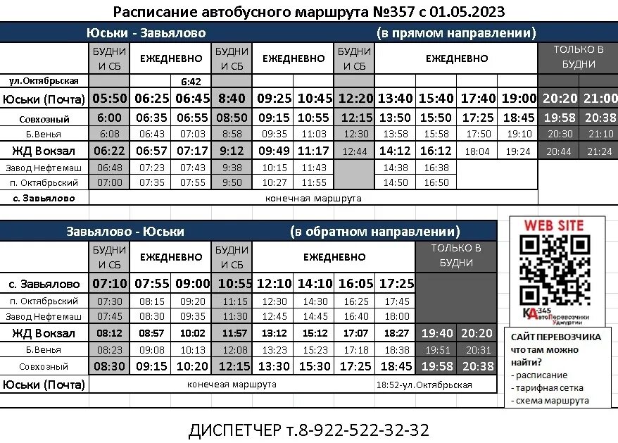 Расписание 357 завьялово