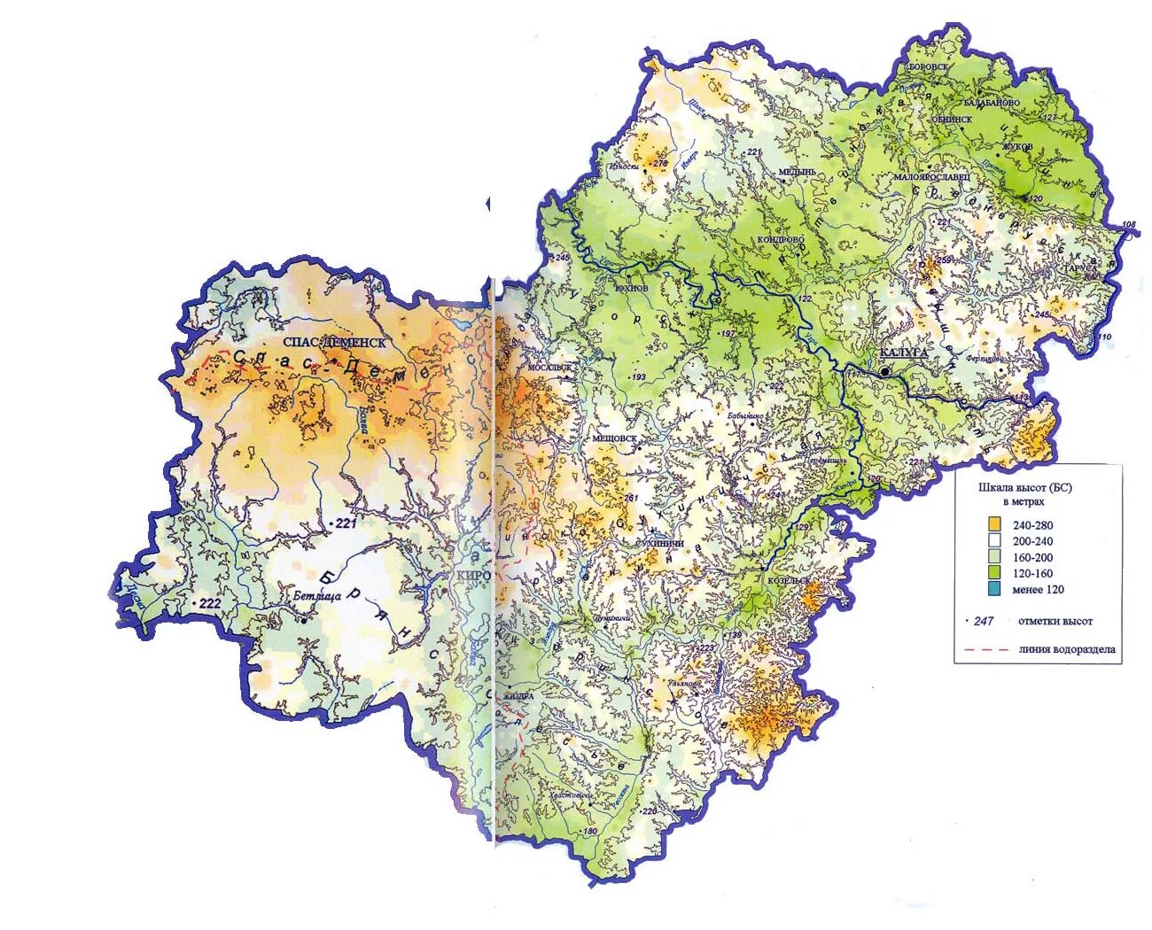 Карта рельефа Калужской области. Рельеф Калужской области физическая карта. Географическая карта Калужской области. Физическая карта Калужской области. Природная зона смоленской области