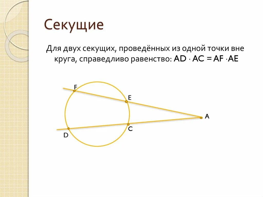 Секущая равна произведению. Свойство секущих проведенных из одной точки. Свойство двух секущих проведенных из одной точки. Секущие, проведённые из одной точки вне круга. Секущие из одной точки к окружности.