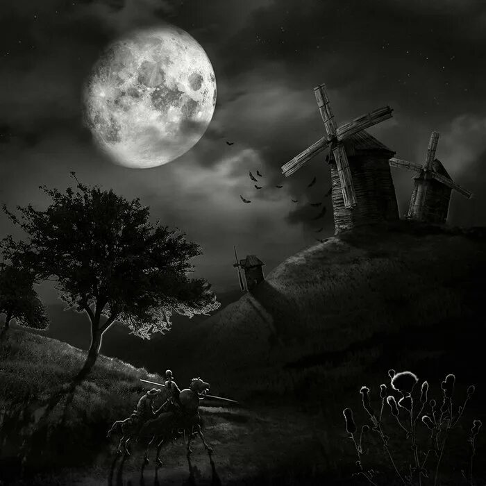 Картина темная луна. Луна на кладбище. Страшная Луна. Страшные пейзажи. Мрачная Луна.