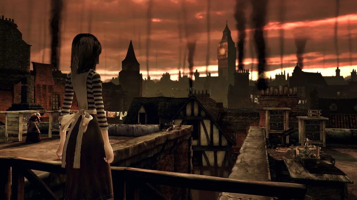 Она направила игры. Алиса American MCGEE Madness Returns. Alice Madness Returns город.