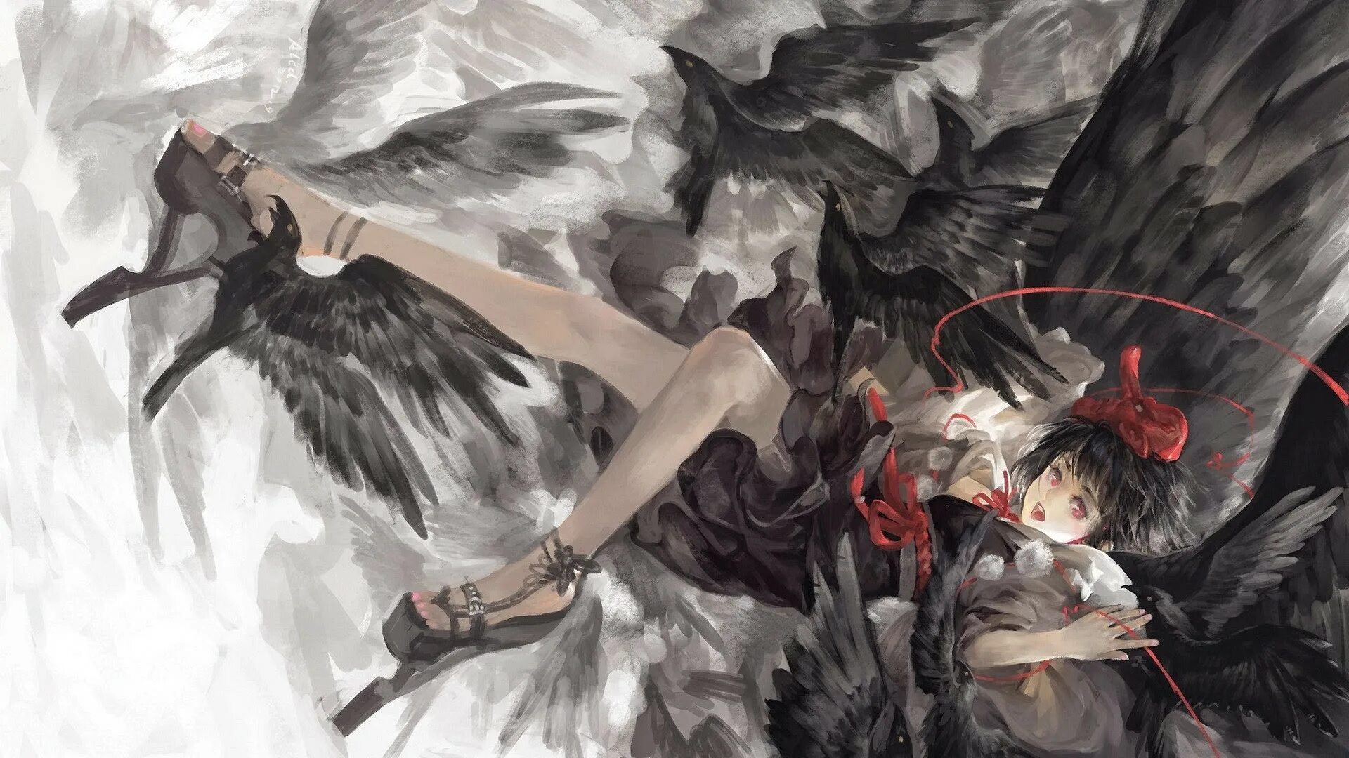 Feathering his own. Touhou Aya shameimaru. Аниме вороны и Тенгу. Демон Тенгу. Тоухоу ворона.