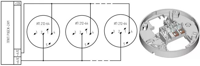 Адресные пожарные извещатели рубеж. Датчик дыма ИП 212 схема подключения. Схема подключения датчика пожарной сигнализации ИП-212. Датчики в рубеже ИП 212 64 схема подключения. Датчик дыма ИП 212-141.