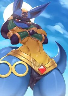 ashraely, lucario, nintendo, tagme, animal ears, armwear, ass visible throu...