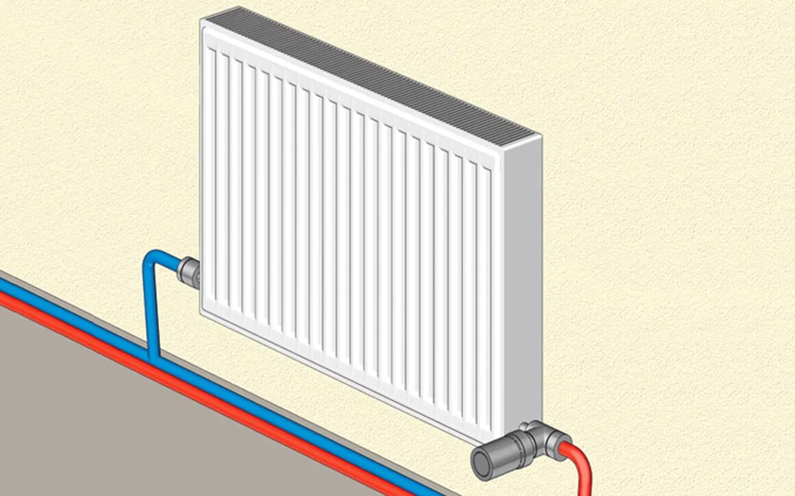 Соединение труб батареи. Как правильно подключить радиатор батареи отопления. Варианты подключения стальных панельных радиаторов. Батарея отопления радиаторы подключение снизу. Двухтрубная система отопления стальных панельных радиаторов.