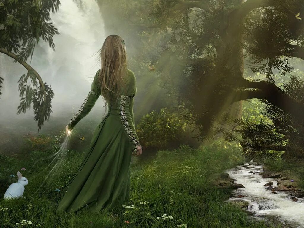 Девушка в сказочном лесу. Девушка в лесу фэнтези. Волшебница леса. Девушка в волшебном лесу.