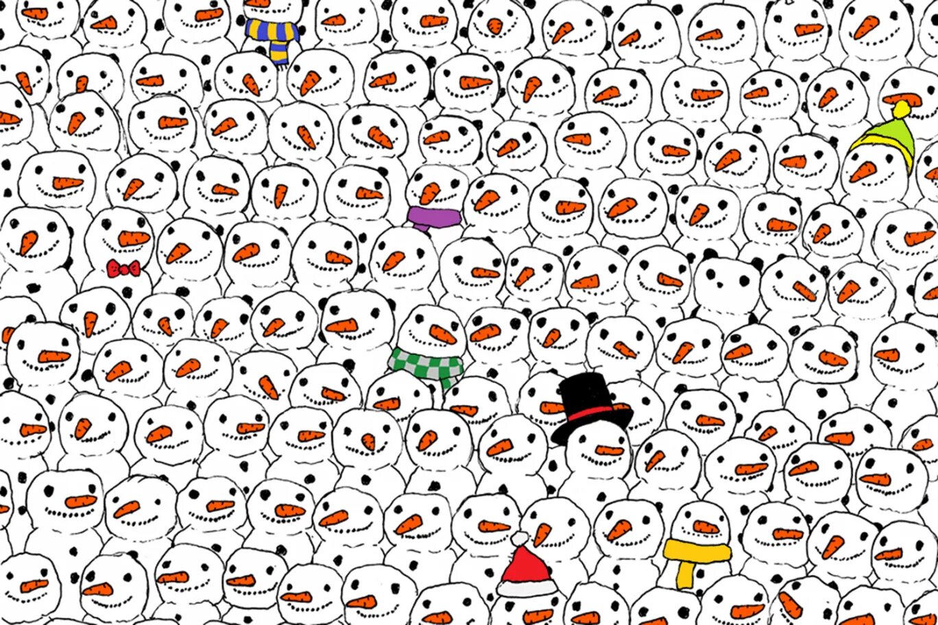 Картинки где надо найти. Найди панду среди снеговиков. Гергей Дудас. Панда среди снеговиков. Головоломка Найди.