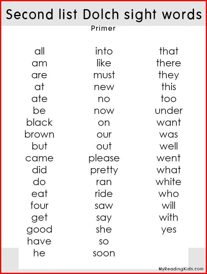 Dolch Sight Word list. Sight Words. Sight Words список. Sight Words for Kids.