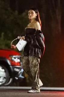 madison beer looks fab in a black corset top and camo pants as she leaves o...