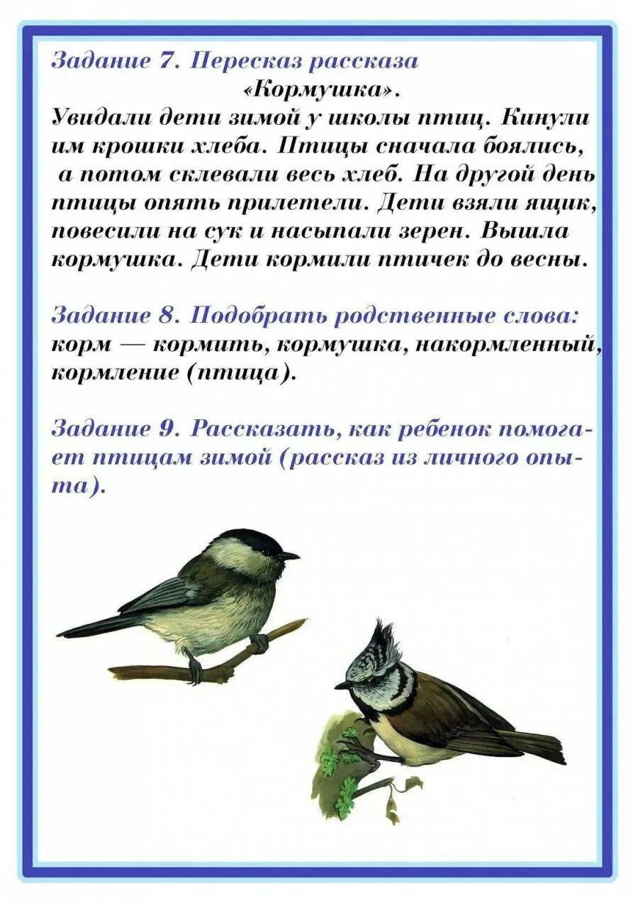 Беседа о зимующих птицах в старшей
