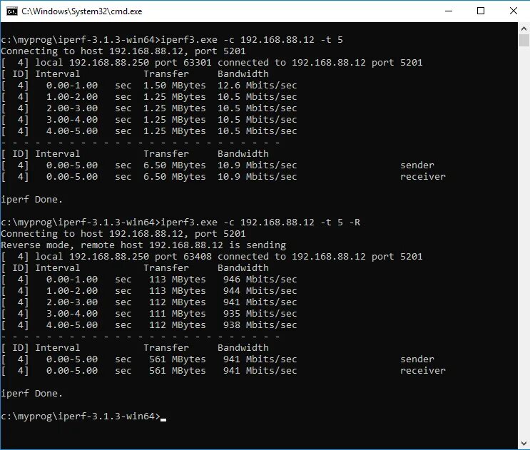 Iperf3 cygwin gui