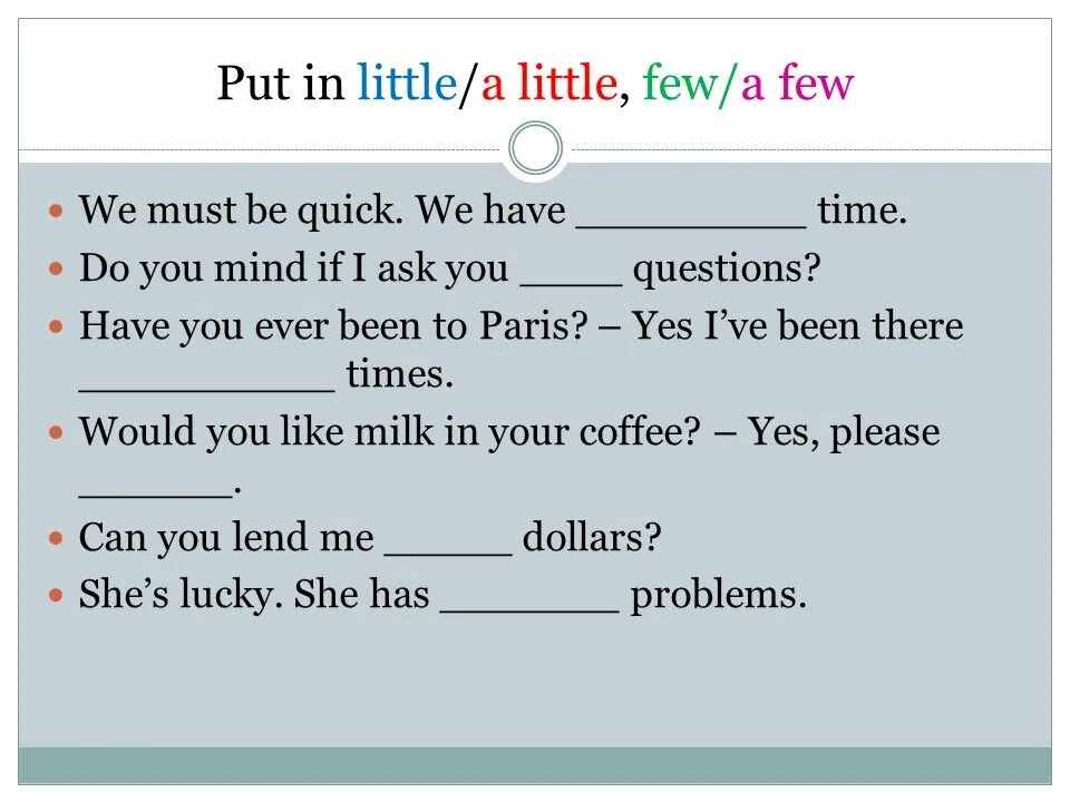 Only a few only a little. Задания на few a few little a little. A few a little упражнения. Задания на much many little few. Задание на few little.