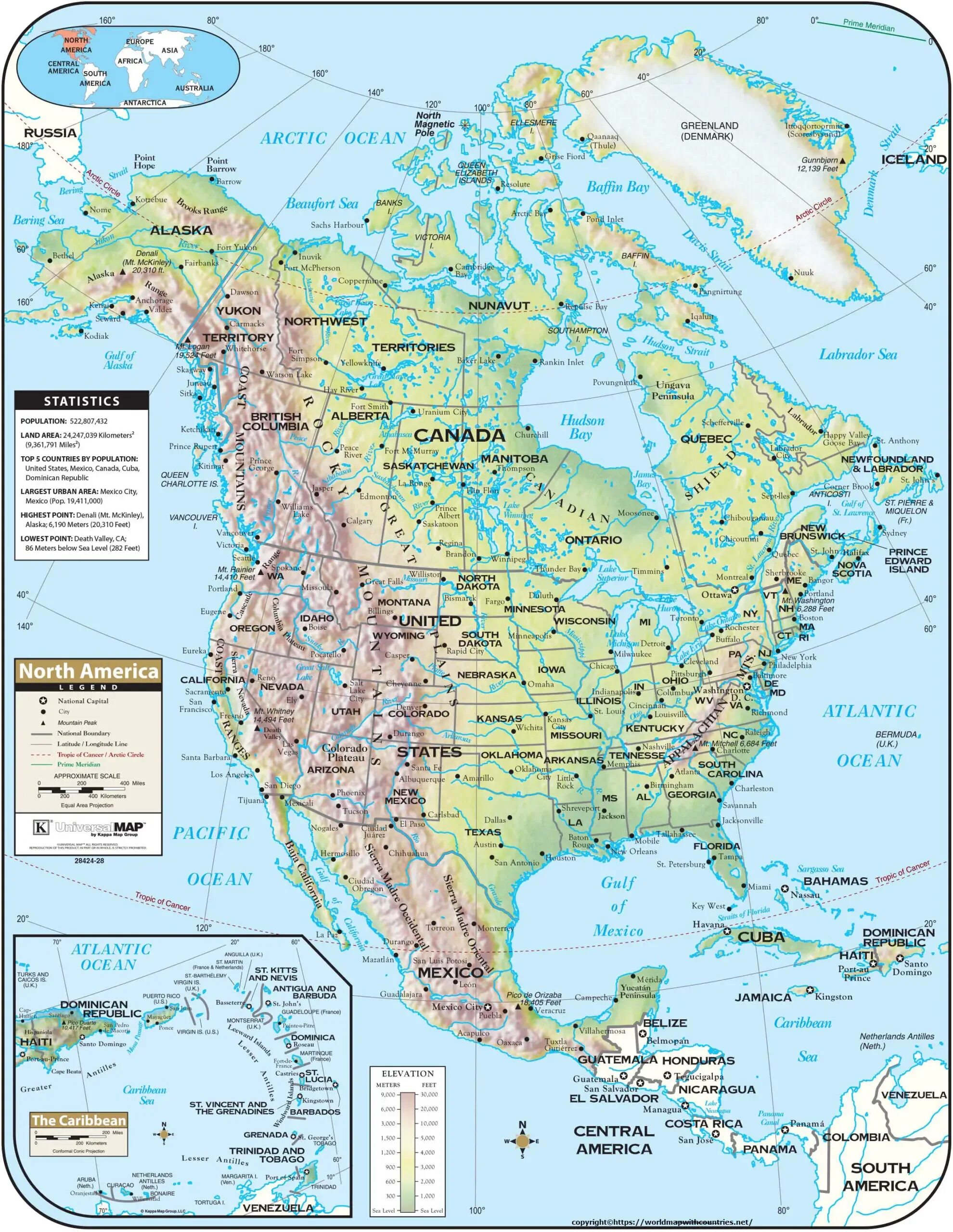 Северная америка географическая карта на русском. Северная Америка. Физическая карта Северной Америки. Северная Америка физическая карта лабрадор.