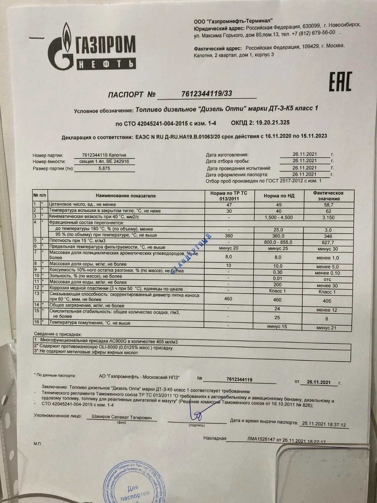 Дизельное топливо газпромнефть