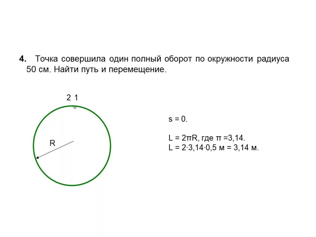 Путь и перемещение по окружности. Путь и перемещение окружности радиусом. Перемещение точки по окружности. Движение по окружности перемещение.