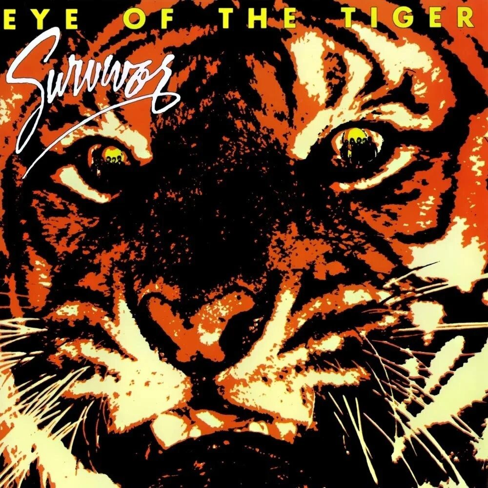 Survivor eye of the текст. Рокки взгляд тигра. survivor – eye of the tiger. песня тигр на обложке. музыкальный альбом с тигром на обложке.