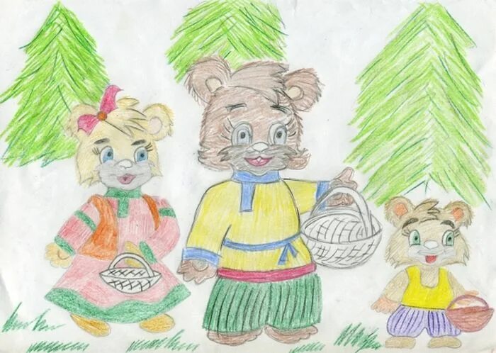 Сказка 3 рисунка. Рисунок к сказке три медведя. Детские рисунки к сказке три медведя. Рисование 3 медведя в старшей группе. Рисование три медведя в старшей группе.