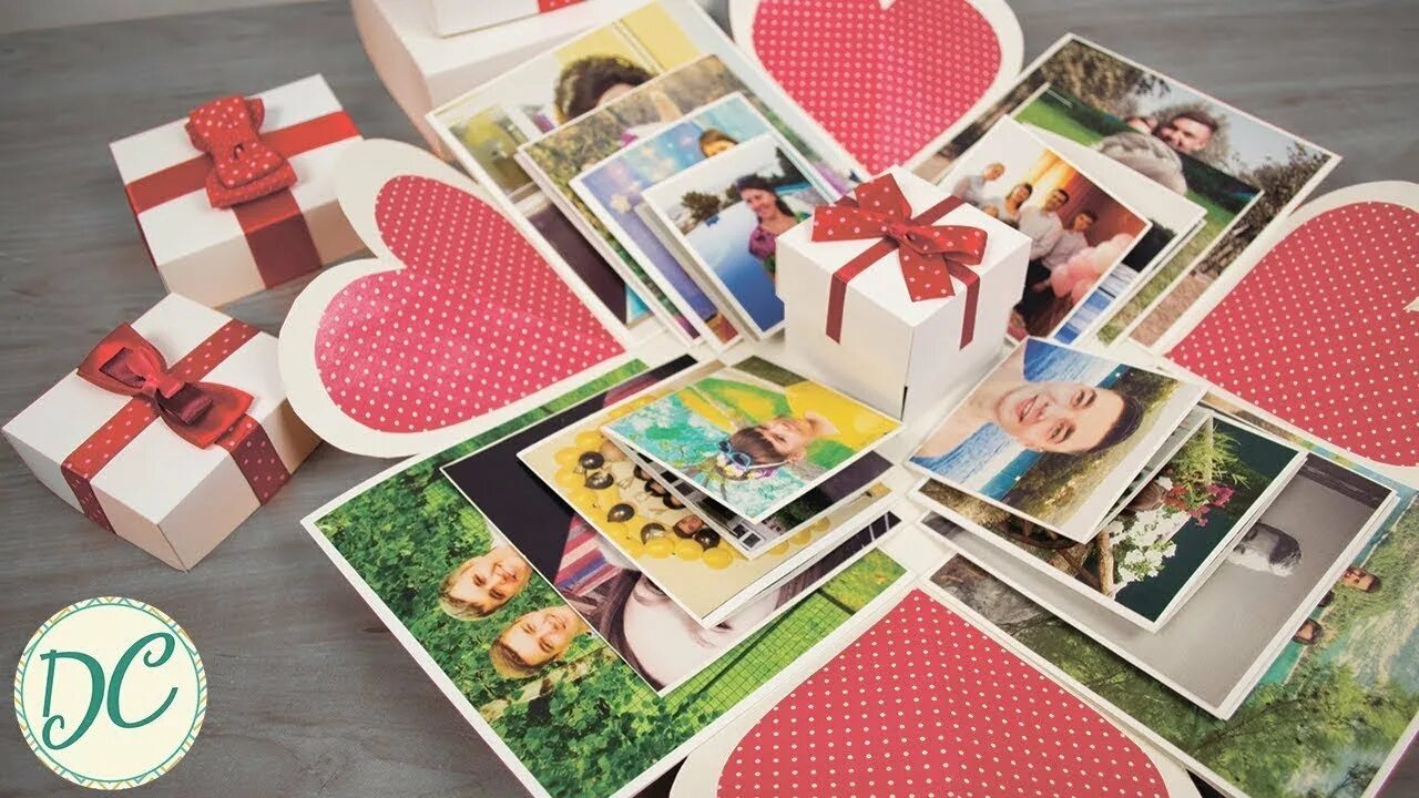 Коробочка с фотографиями. Подарок из фотографий. Подарок из коробки с фотографиями. Коробочка с фотографиями. Сделать подарок с фотографиями.