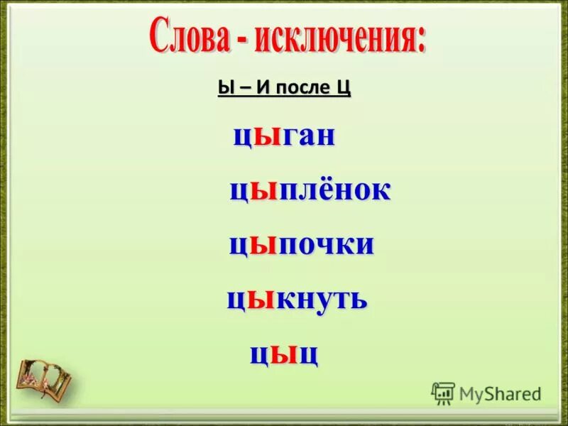 Слова и звуки. Цыпленок на цыпочках цыкнул. Правило правописания букв и-ы после ц. Правило написания ы и и после ц. Примеры на правило о е после шипящих.