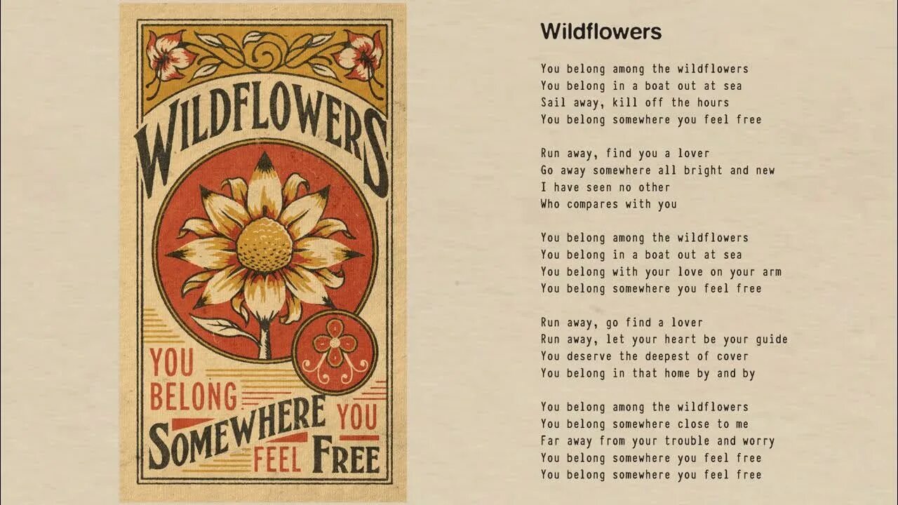 Tom petty wildflowers 1994. Wildflowers том петти. Перевод песни wildflower. Rm wildflower обложка. Winter flower rm.