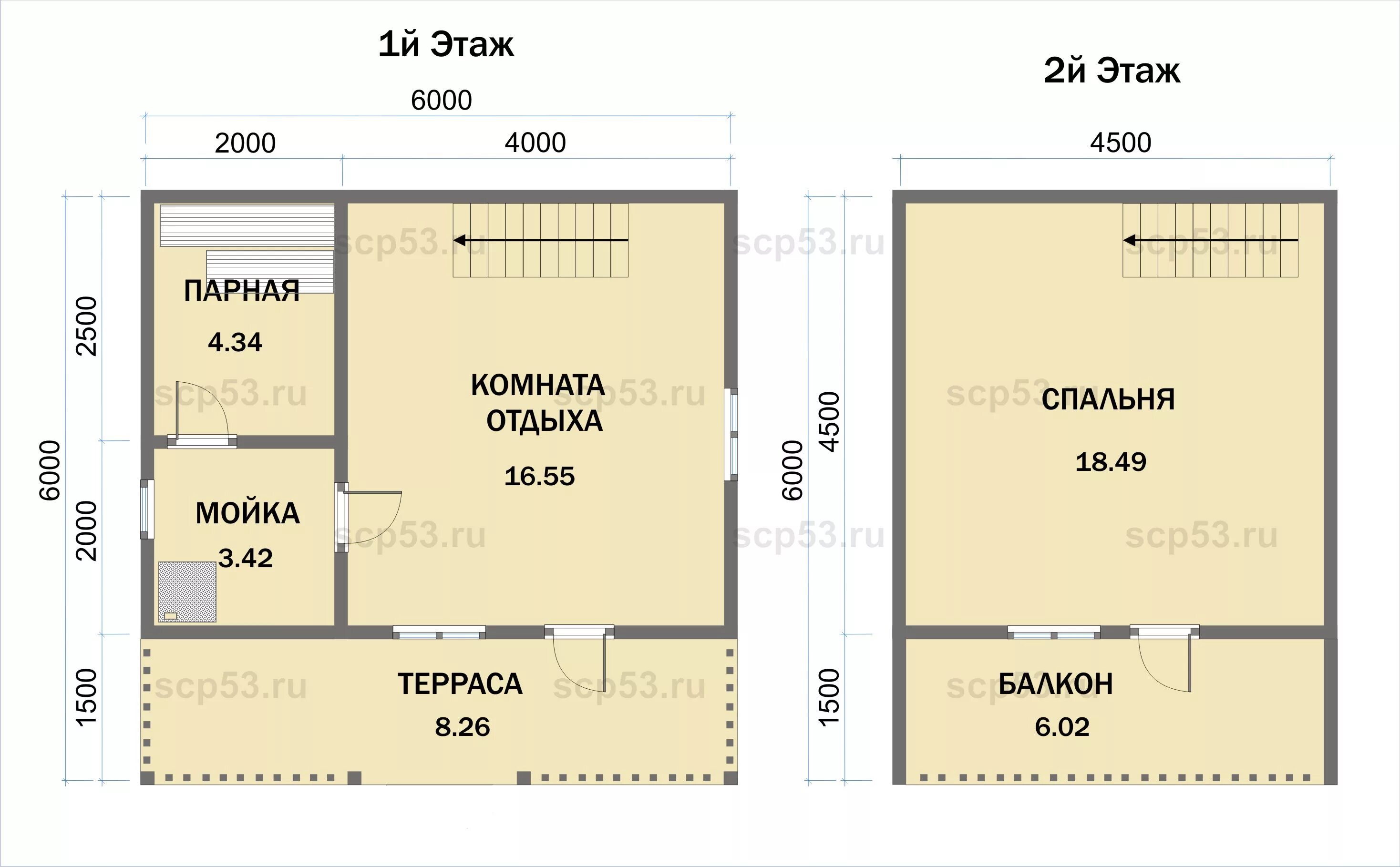 Проект бани размером 6х6