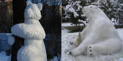 Медведь из снега