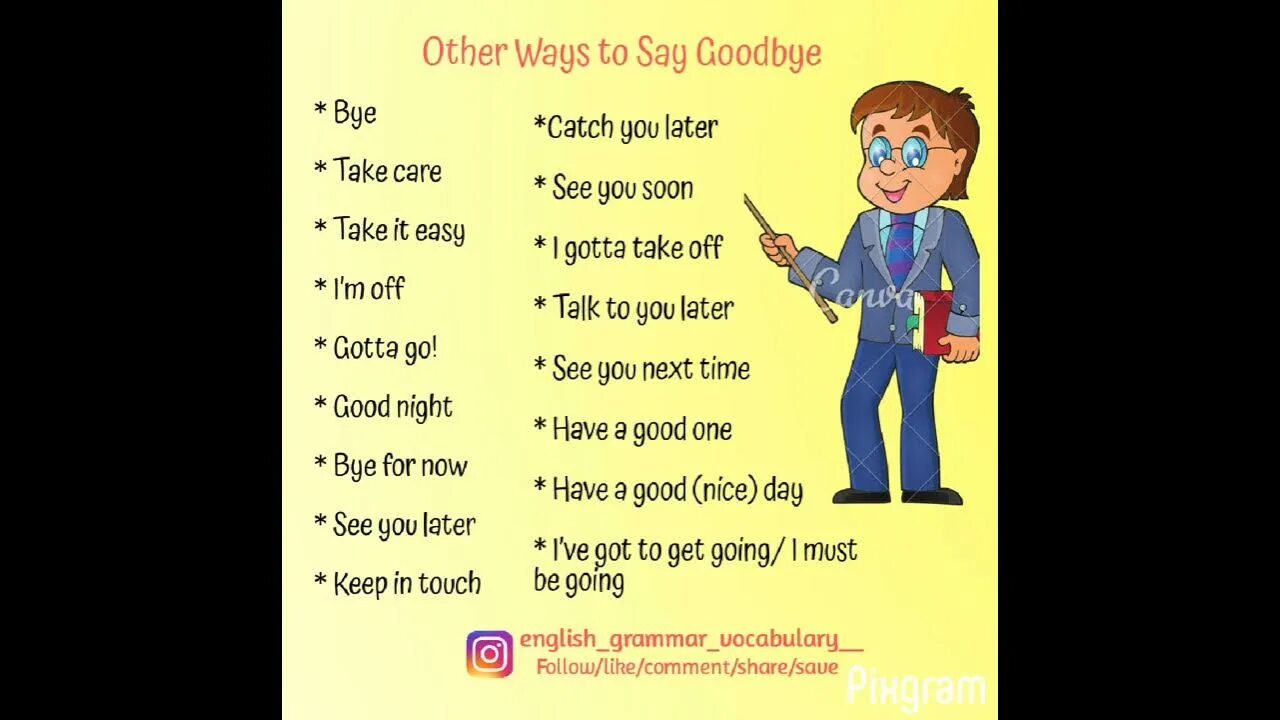 Other ways to say Goodbye. Different ways to say Goodbye. Goodbye phrases. Other ways to say.