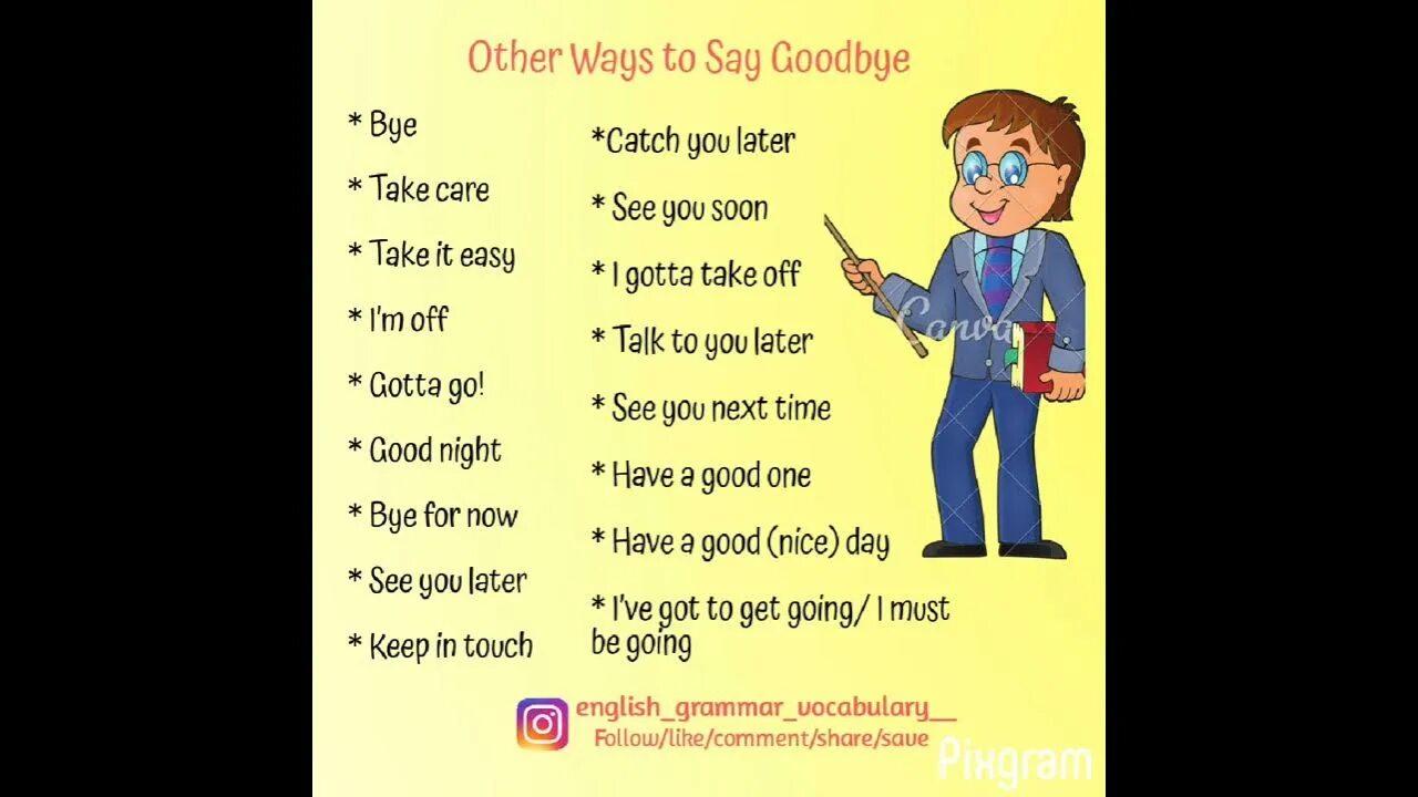 Say it in a different way. Other ways to say goodbye. different ways to say goodbye. goodbye phrases. different ways to say bye.