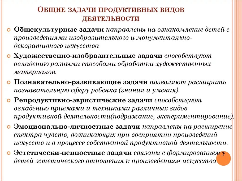 Задачи продуктивной деятельности