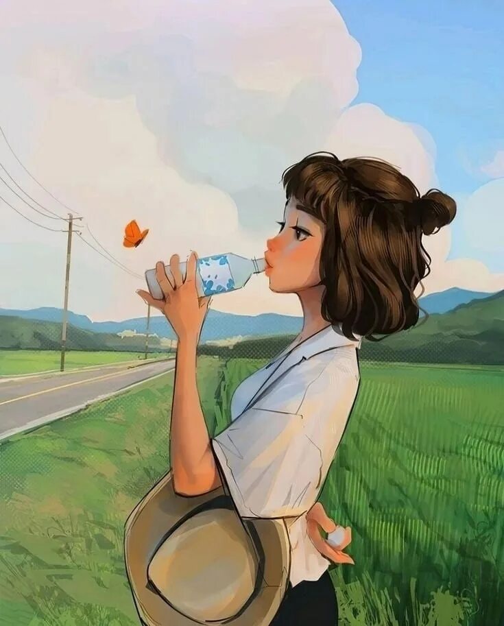 Morning to remember. Позитивная девушка арт. Yang Art girl лето. Samdoesarts художник. Нарисованная позитивная девочка.