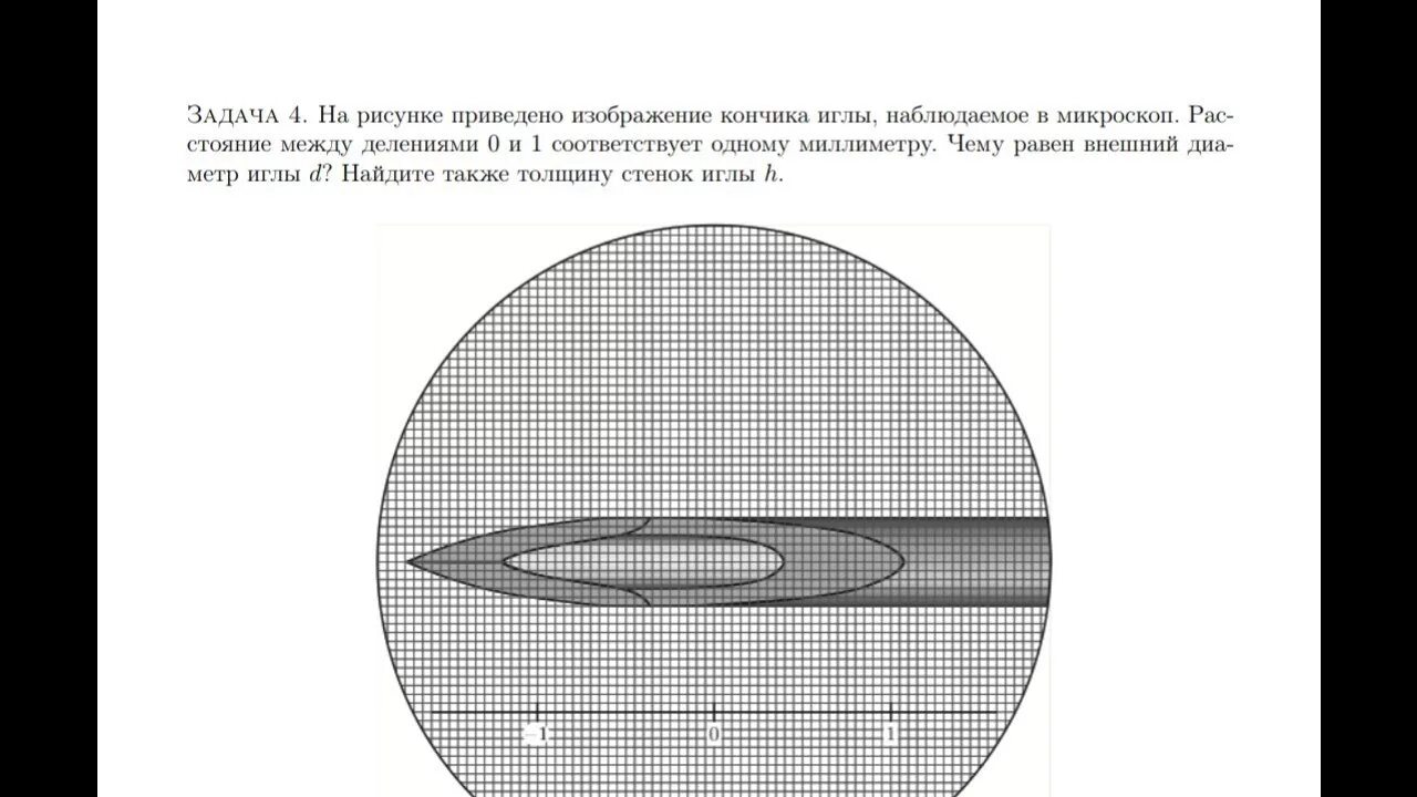 На рисунке изображение кончика иглы наблюдаемой в микроскопе.