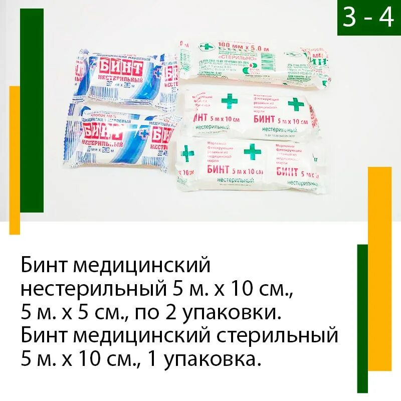 Упаковка бинтов нестерильных