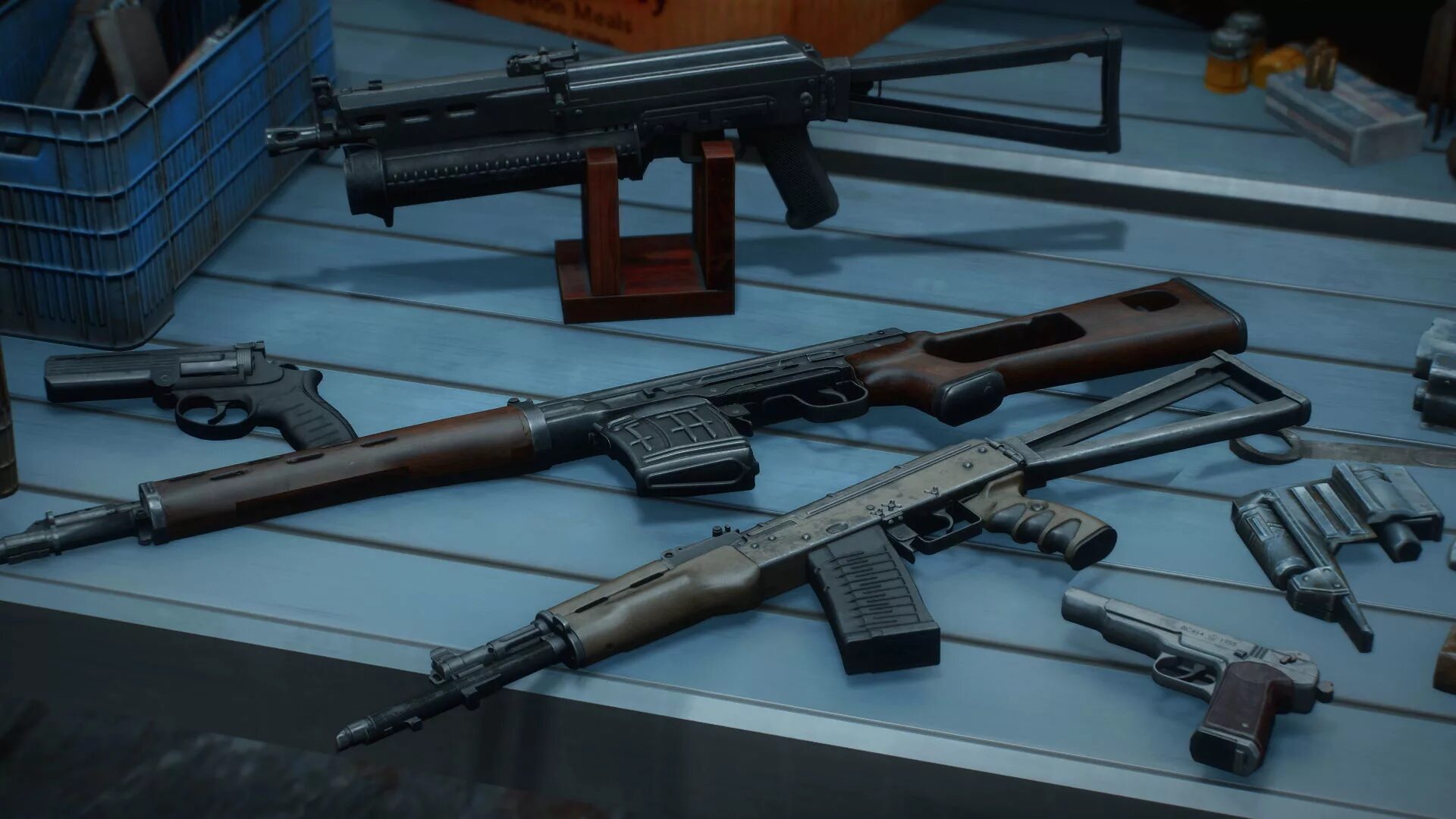 Fallout 4 мод СВД. Fallout 4 Mod оружие. Russian Assault Pack SVD Dragunov Saiga 12 PP-19 Bizon Stechkin APS mp412 Rex. Fallout 4 моды оружие РФ