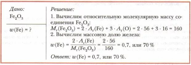 Масса молекул железа