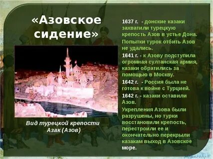 Название крепости самовольно занятой азовскими казаками