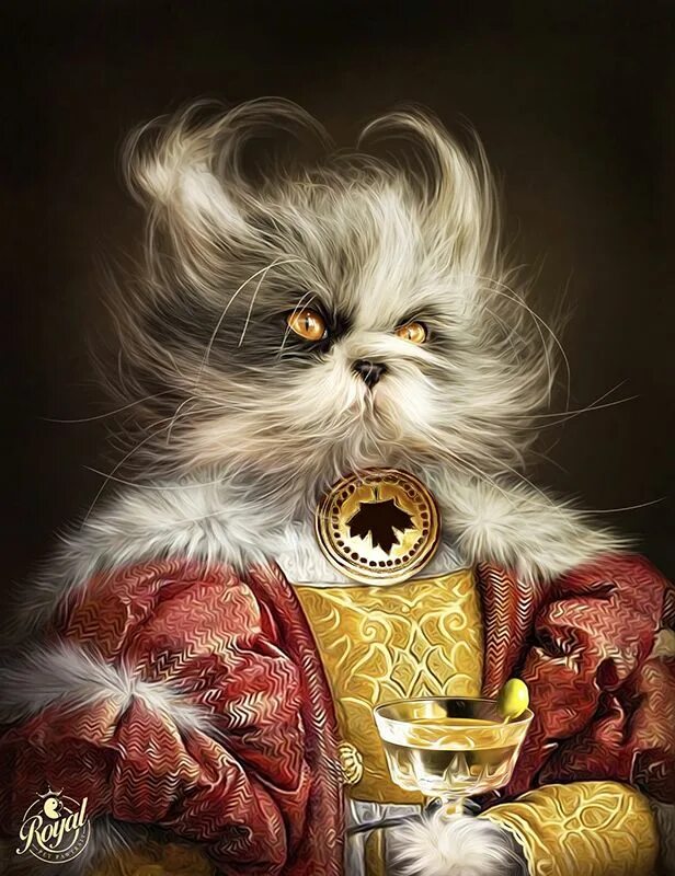 Royal pet. Animal Royalty Painting. Custom Pet portrait Scottish Red Cat.