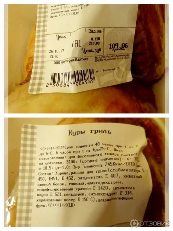 Срок годности куриного филе
