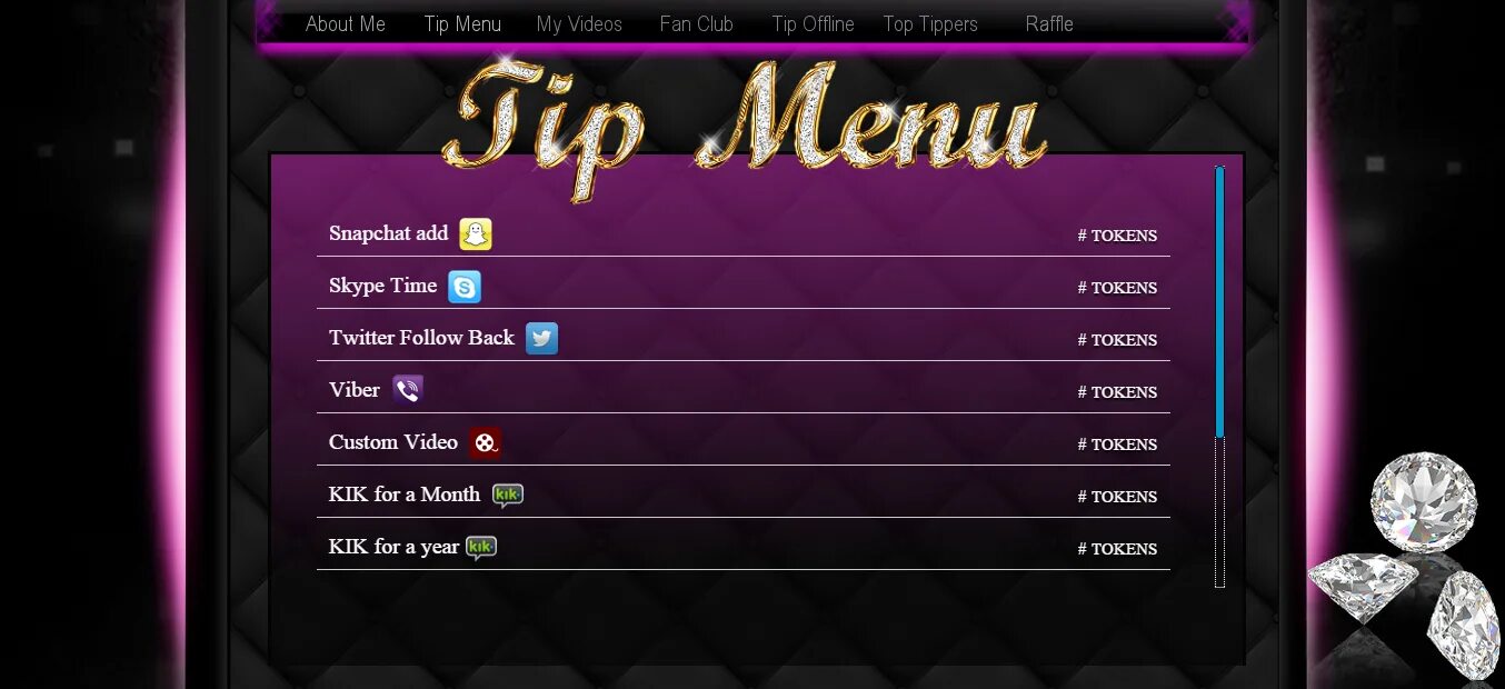 Tip menu