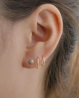 Lab Opal Spiral Earrings - Minimal Earrings - Double Piercing Earrings - Do...