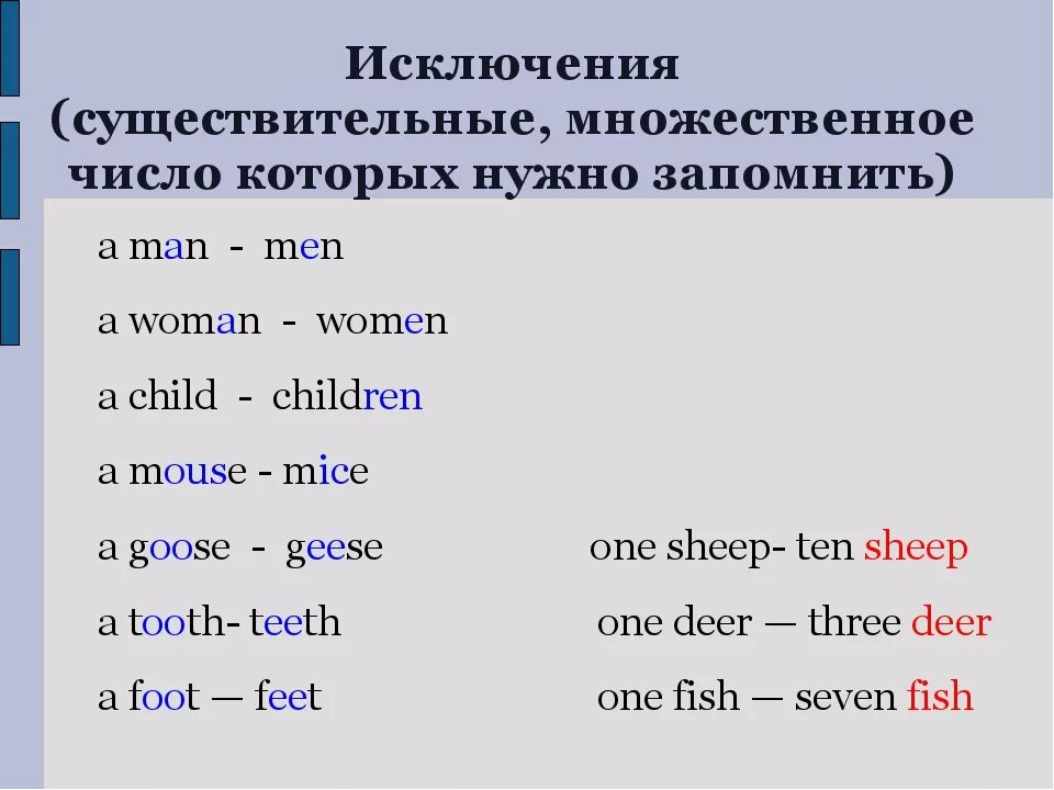 Fly множественное. Правила формирования множественного числа в английском языке. Формы образования множественного числа существительных в английском. Образование множественного числа существительных в английском языке. Образование формы множественного числа в английском языке.