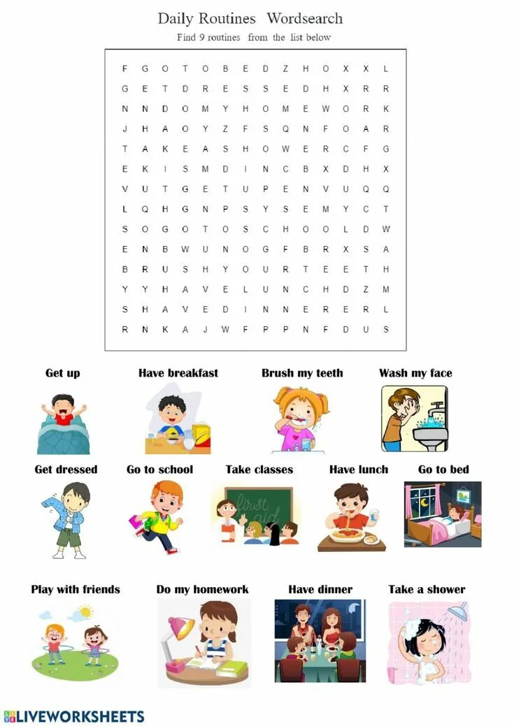 Задания по теме Daily Routines. Daily Routine Wordsearch. Задания Daily Routine for Kids. Daily Routine Wordsearch for Kids. Routines exercises