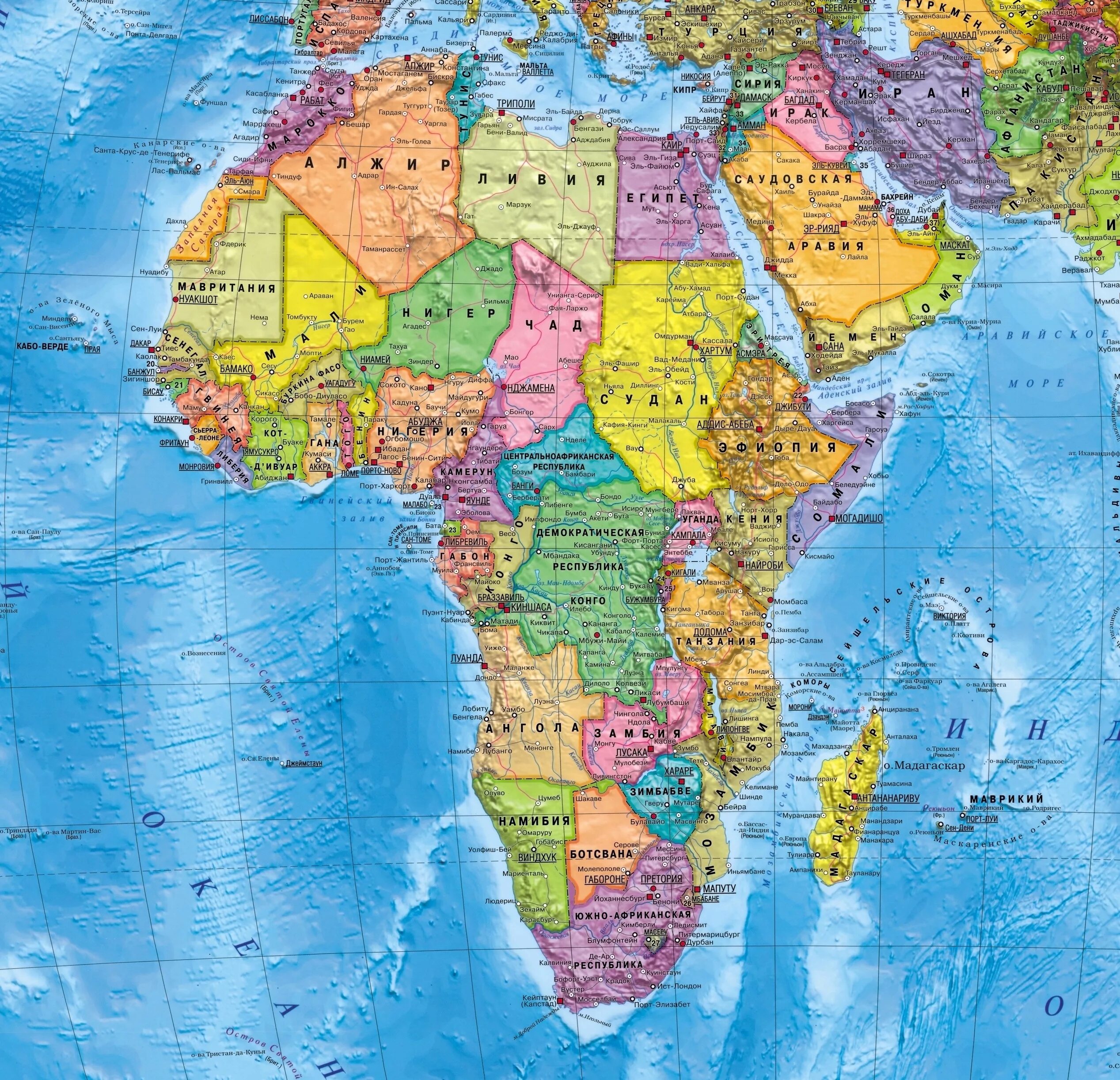 Карта Африки географическая со странами на русском. Страны Африки на карте на русском. Африка страны на карте на русском языке. Политическая карта Африки со всеми странами.