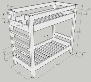 Чертежи двухъярусной кровати из дерева