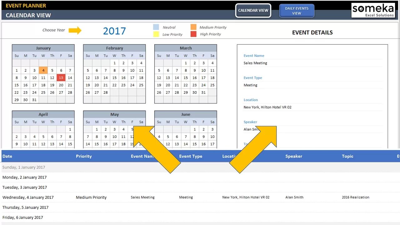 Input calendar