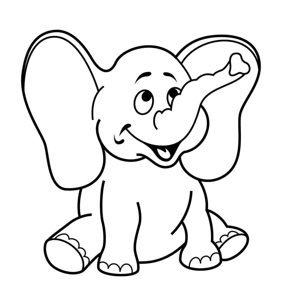 Слон раскраска. Раскраска Слоник. Раскраски для малышей. Раскраски животные для детей.
