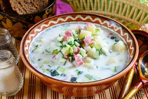 Окрошка на кефире с мясом