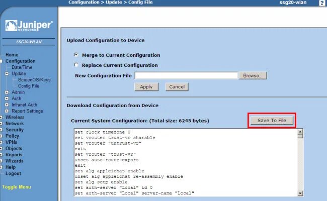 Updating configuration file