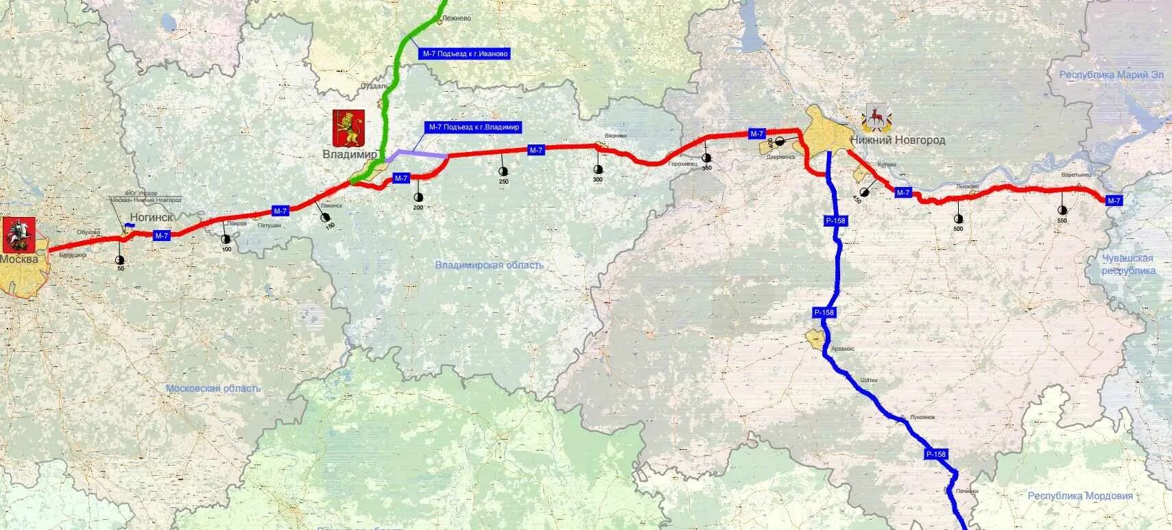 В каком направлении от москвы нижний новгород